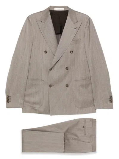 Tagliatore Double-breasted Suit In Neutral