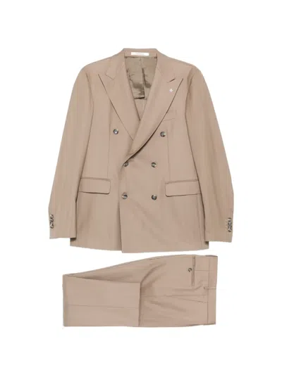 Tagliatore Double-breasted Suit In Neutral