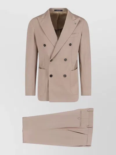 Tagliatore Double Breasted Suit Notch Lapel Pockets In Pink