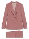 Tagliatore Double-breasted Suit With Flap Pockets And Notched Lapels In Pink