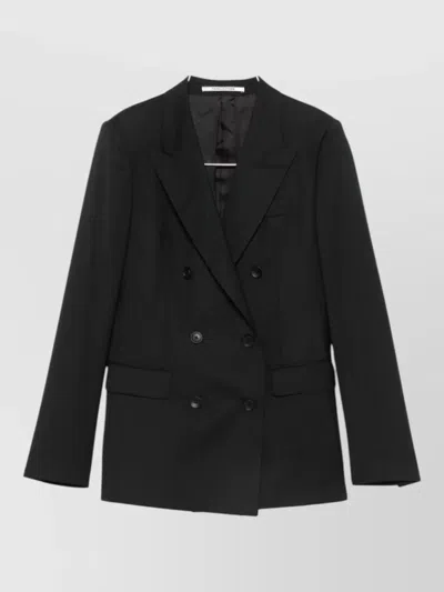 Tagliatore Double Breasted Suit Tailored Silhouette Peak Lapels In Black