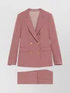 Tagliatore Double-breasted Suit With Flap Pockets And Notched Lapels In Pink