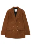 Tagliatore Double-breasted Lamb Leather Jacket With Tailored Silhouette In Brown