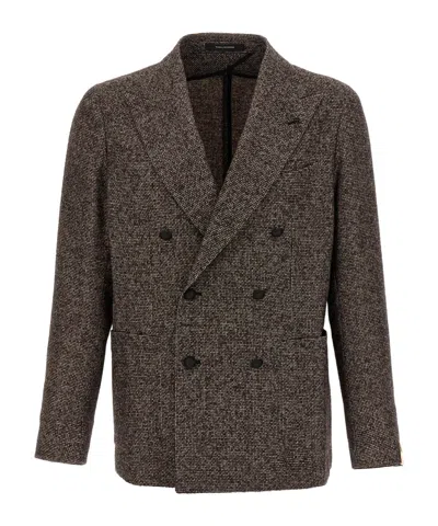 Tagliatore Double-breasted Tailored Blazer In Brown