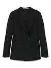Tagliatore Double-breasted Tailored Blazer In Black Wool Blend In Black