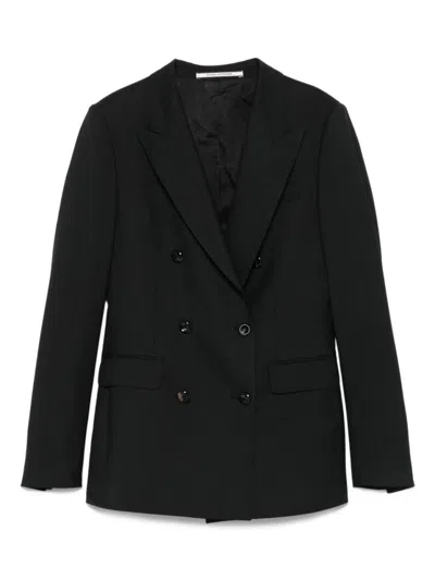 TAGLIATORE DOUBLE-BREASTED TAILORED BLAZER IN BLACK WOOL BLEND