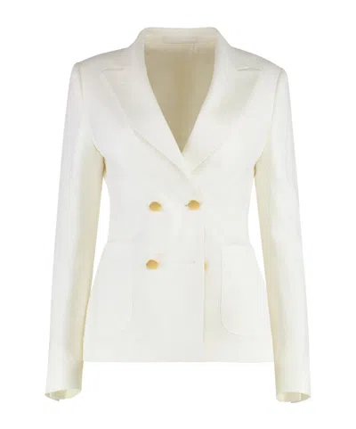 Tagliatore Double Breasted Tailored Blazer In White
