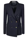 Tagliatore Double-breasted Tailored Blazer With Central Vent In Blue