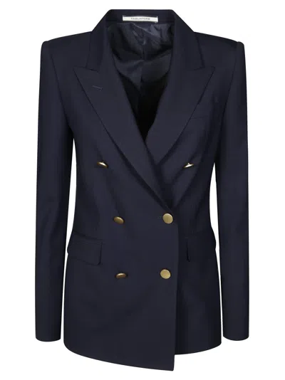Tagliatore Double-breasted Tailored Blazer With Central Vent In Blue
