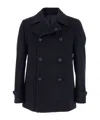 Tagliatore Blue Double-breasted Coat With Wide Notched Revers In Blue