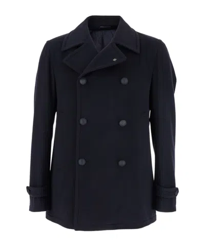 Tagliatore Double-breasted Tailored Coat In Blue