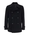 Tagliatore Blue Double-breasted Coat With Wide Notched Revers In Blue