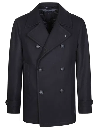 Tagliatore Double-breasted Tailored Coat In Black