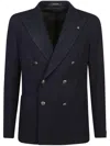 Tagliatore Blazer Doppiopetto In Lino Fiammato In Blue