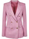 Tagliatore Double-breasted Tailored Jacket With Gold-tone Buttons In Pink