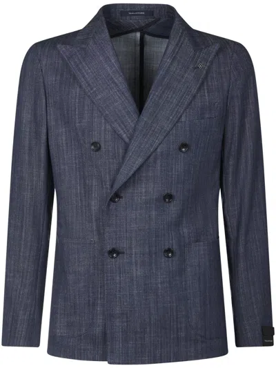 TAGLIATORE DOUBLE-BREASTED TAILORED JACKET WITH TEXTURED FABRIC