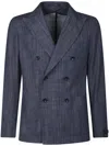 Tagliatore Double-breasted Tailored Jacket With Textured Fabric In Gray