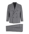 Tagliatore Double-breasted Houndstooth Suit With Signature Silver Details In Gray