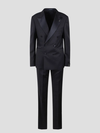 Tagliatore Double Breasted Tailored Suit In Blue