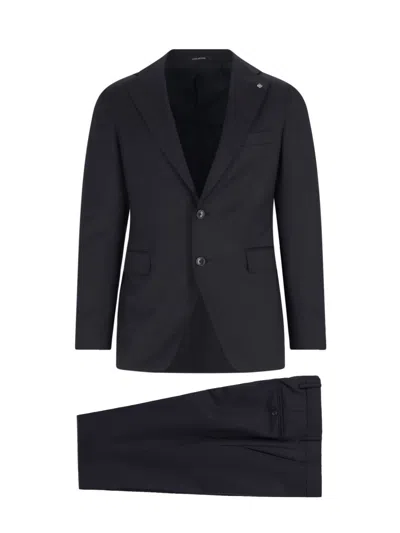 Tagliatore Double-breasted Tailored Suit With Classic Navy Blazer In Black