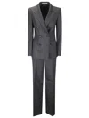 Tagliatore Double-breasted Tailored Suit With Structured Blazer And Straight-leg Trousers In Gray