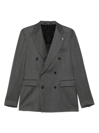 Tagliatore Double-breasted Tailored-trousers Suit In Gray