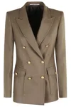 Tagliatore Double-breasted Tailored Wool Jacket With Notch Lapel In Brown