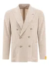 Tagliatore Double-breasted Textured Jacket With Structured Lapel In Neutral