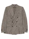 Tagliatore Double-breasted Textured Blazer In Brown