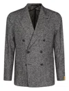 Tagliatore Textured Fabric Double-breasted Front Pockets Notch Lapel In Gray