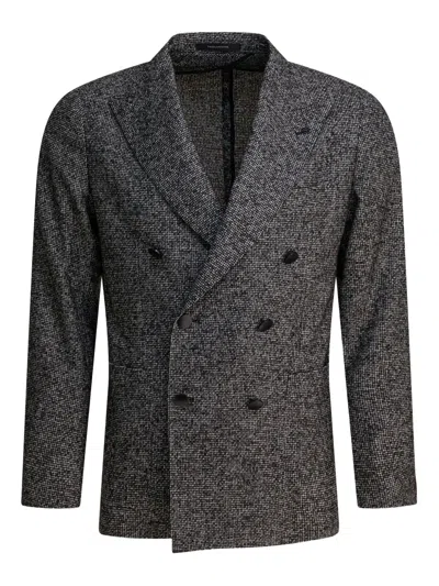 TAGLIATORE DOUBLE-BREASTED TEXTURED JACKET