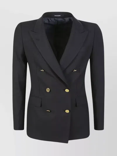 Tagliatore Double Breasted Trench Coat In Black