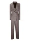 Tagliatore Double-breasted Trouser Suit In Brown