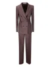 Tagliatore Double-breasted Brown Suit Set With Peak Lapels In Brown