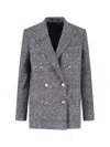 Tagliatore Tailored Double-breasted Jacket With Textured Plaid Pattern In Black