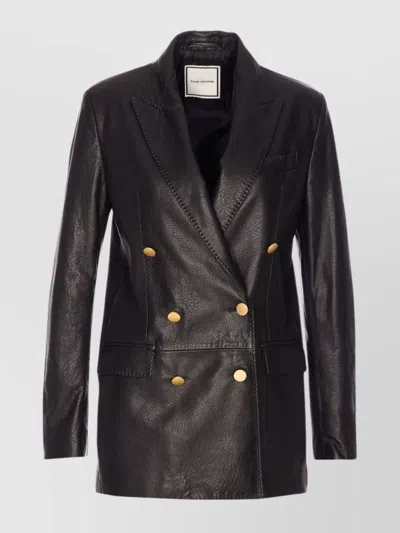 Tagliatore Double-breasted V-neck Long Sleeve Jacket In Brown