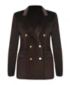 Tagliatore Double-breasted Velvet Effect Blazer In Brown