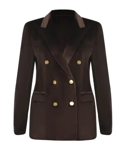TAGLIATORE TAGLIATORE DOUBLE-BREASTED VELVET EFFECT BLAZER