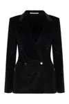 Tagliatore Double-breasted Velvet Jacket In Animal Print
