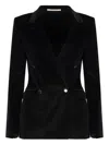 Tagliatore Double-breasted Velvet Jacket In Black