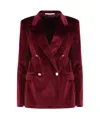 Tagliatore Double-breasted Velvet Jacket In Burgundy