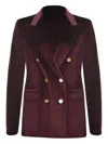 Tagliatore Double-breasted Velvet Jacket In Burgundy