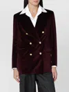 Tagliatore Double Breasted Velvet Jacket In Burgundy