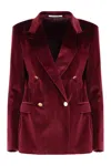 Tagliatore Double-breasted Velvet Jacket In Red