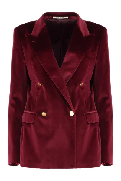 Tagliatore Double-breasted Velvet Jacket In Red