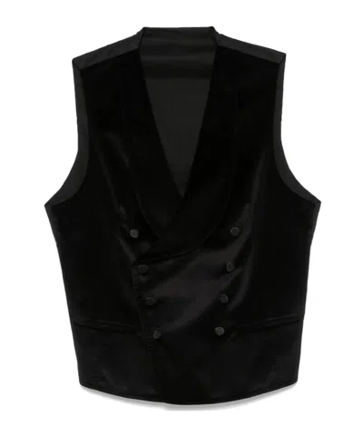 Tagliatore Cotton Waistcoat In Black