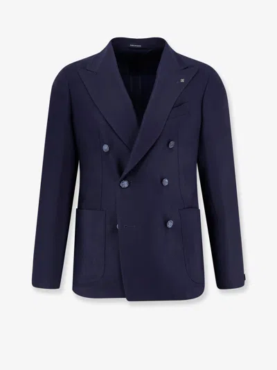Tagliatore Double-breasted Virgin Wool Blazer In Blue