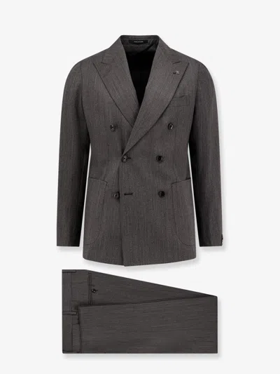 Tagliatore Double-breasted Virgin Wool Blazer In Gray