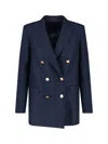 Tagliatore Double-breasted Virgin Wool Blazer In Blue