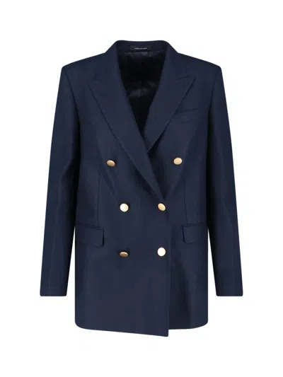 TAGLIATORE DOUBLE-BREASTED VIRGIN WOOL BLAZER